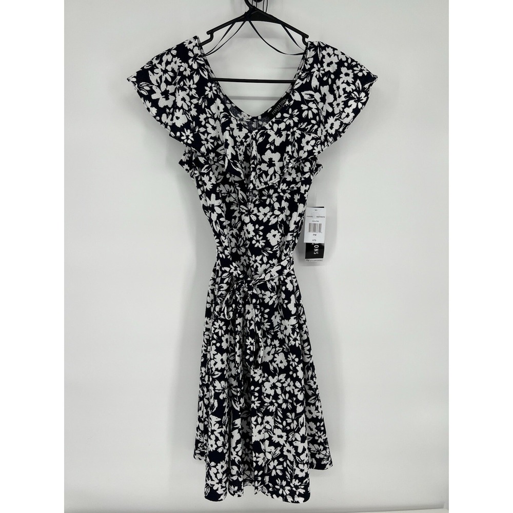 Perceptions New York Black And White Floral Sleeveless Women's Dress Sz‎ PM NWT